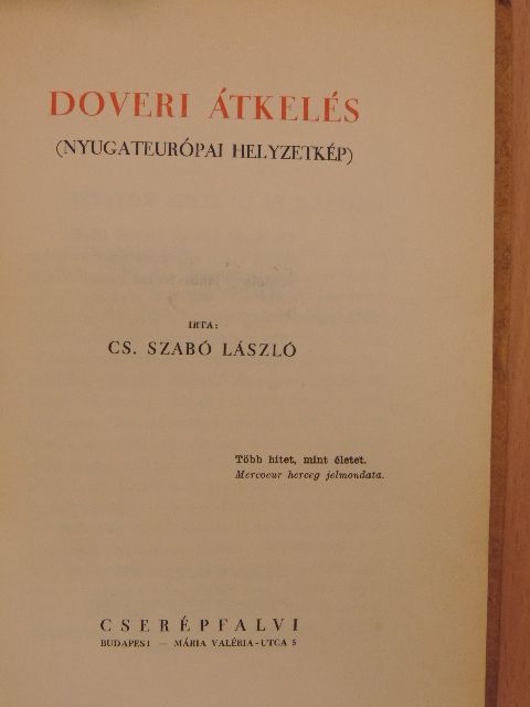 Cs. Szabó László - Doveri átkelés [antikvár]