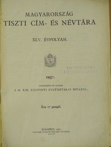 Magyarország tiszti cím- és névtára 1937. [antikvár]
