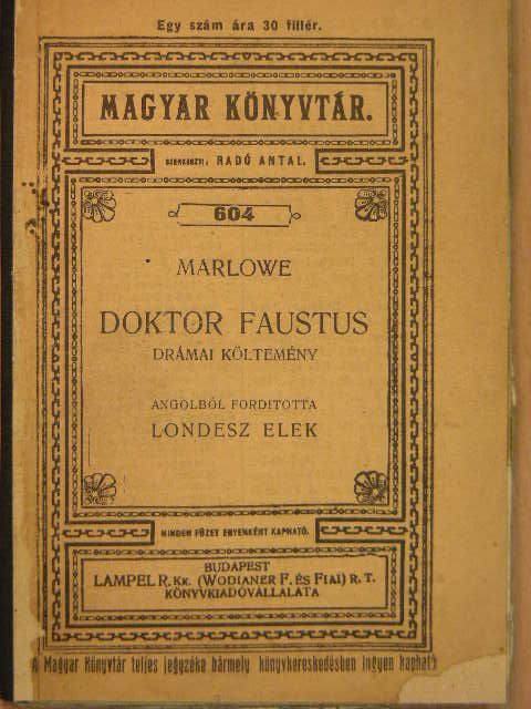 Marlowe - Doktor Faustus [antikvár]