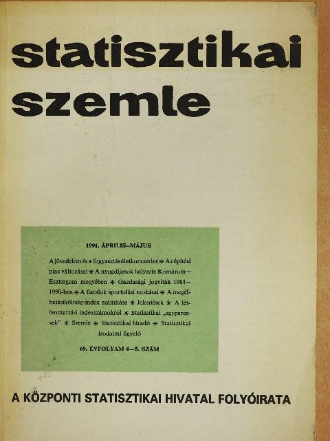 Dr. Baranyai István - Statisztikai Szemle 1991. április-május [antikvár]