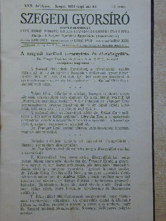 Szegedi Gyorsíró 1934. szeptember-1935. június [antikvár]