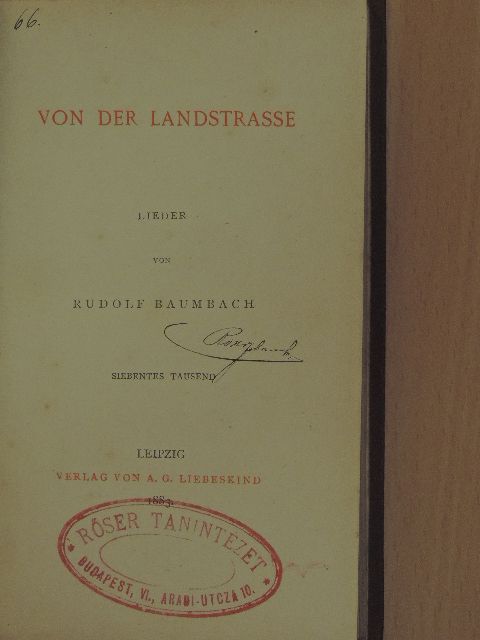 Rudolf Baumbach - Von der Landstrasse [antikvár]
