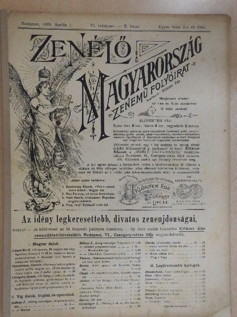 Blon Ferencz - Zenélő Magyarország 1899. április 1. [antikvár]