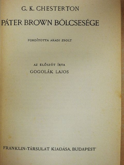 Gilbert K. Chesterton - Páter Brown bölcsesége [antikvár]