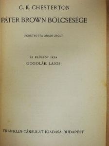 Gilbert K. Chesterton - Páter Brown bölcsesége [antikvár]