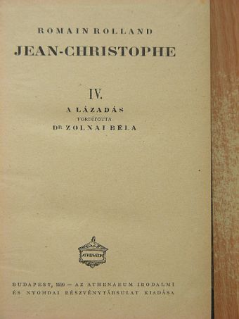 Romain Rolland - Jean-Christophe IV. [antikvár]