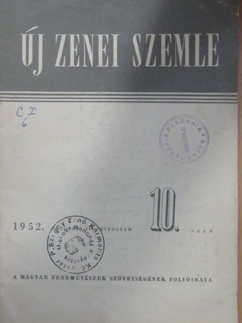 Enyedi Gy. - Új Zenei Szemle 1952. október [antikvár]