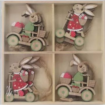 Rolleres fa nyuszik - felakasztható, 8 darabos, 6 cm