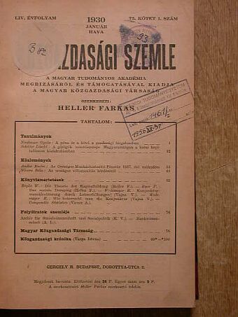 Andor Endre - Közgazdasági Szemle 1930. (nem teljes évfolyam) [antikvár]