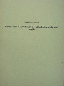 Dobrovits Dorottya - Piranesi Prima Parte-kötetéről - ritka budapesti alkotások alapján [antikvár]