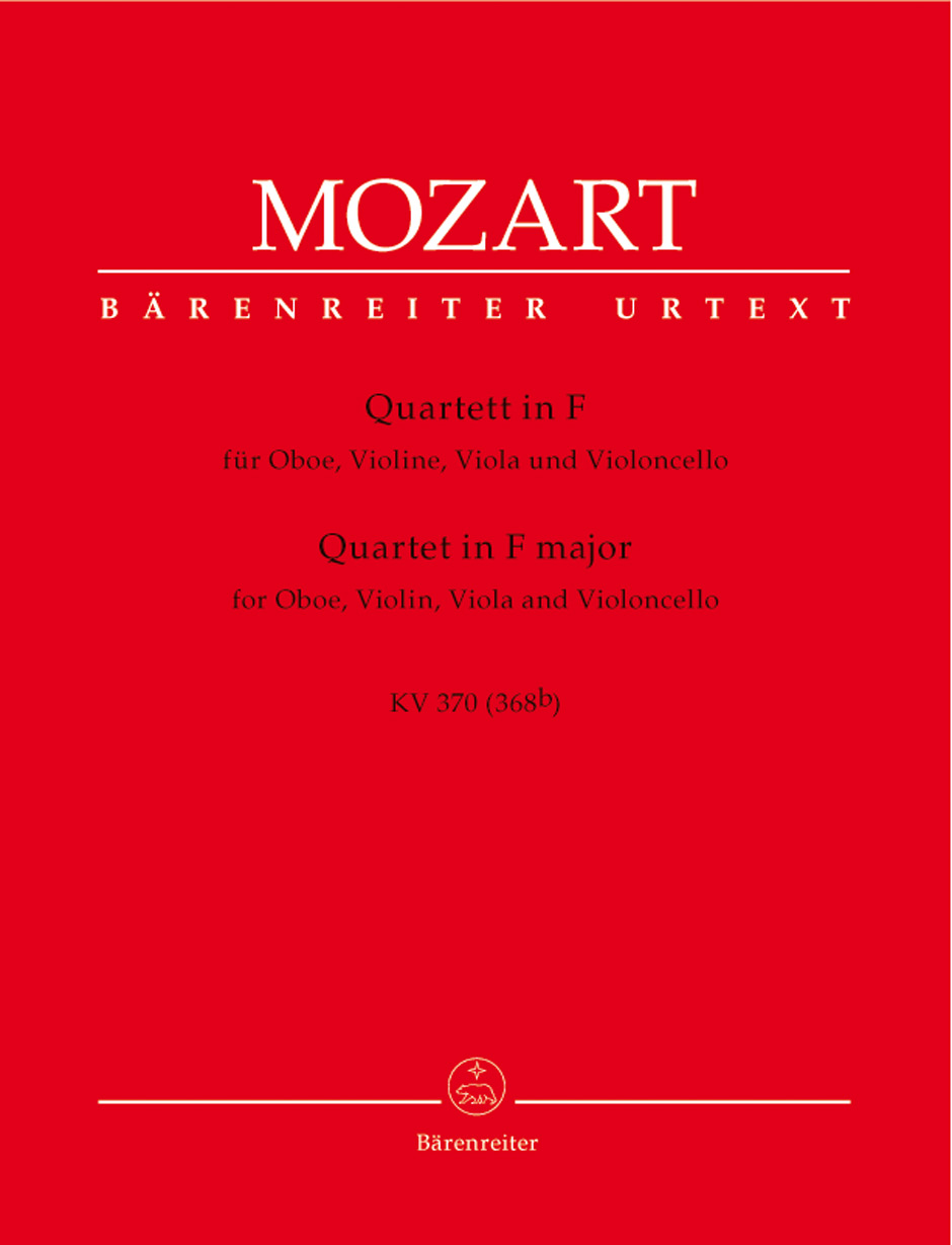 MOZART, W,A, - QUARTETT IN F FÜR OBOE, VIOLINE, VIOLA UND VIOLONCELLO KV 370 URTEXT SIMMEN