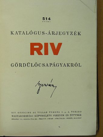 514 számú katalógus-árjegyzék RIV gördülőcsapágyakról [antikvár]