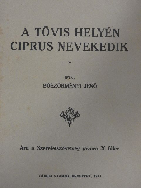 A tövis helyén ciprus nevekedik [antikvár]