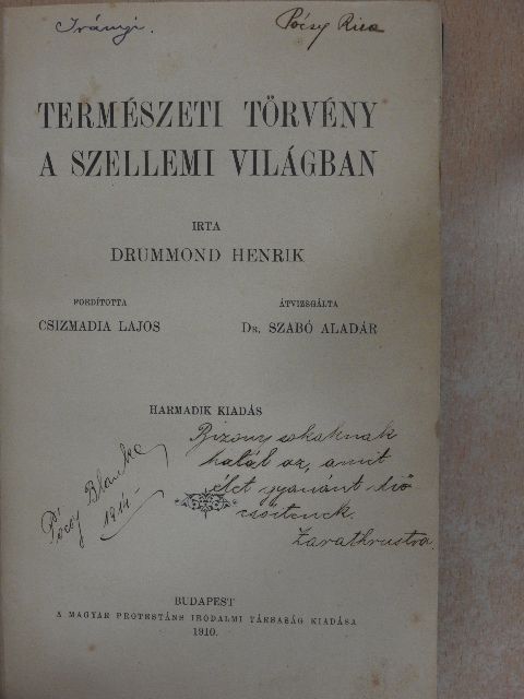 Drummond Henrik - Természeti törvény a szellemi világban [antikvár]