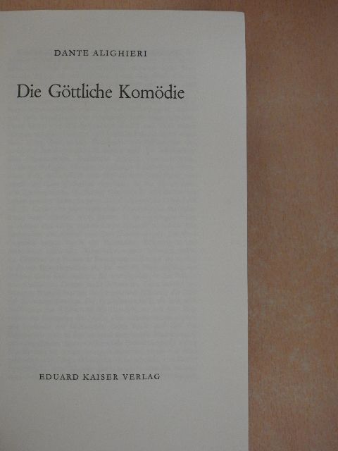 Dante Alighieri - Die Göttliche Komödie [antikvár]