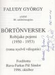 Faludy György - Börtönversek - Robijake pojemi (fordító által dedikált) [antikvár]