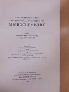 F. Feigl - Proceedings of the International Symposium on Microchemistry [antikvár]