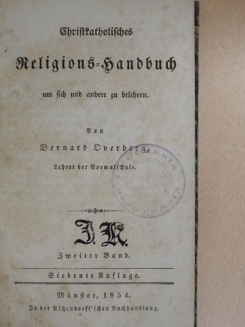 Bernard Overberg - Christkatholisches Religions-Handbuch II. (gótbetűs) [antikvár]