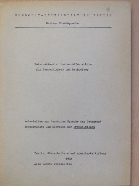 Internationaler Hochschulferienkurs für Deutschlehrer und Methodiker [antikvár]