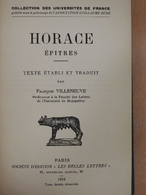 Horace - Horace épitres [antikvár]