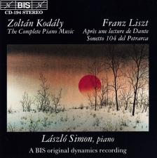 KODÁLY, LISZT - THE COMPLETE PIANO MUSIC CD SIMON