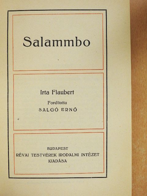Gustave Flaubert - Salammbo [antikvár]