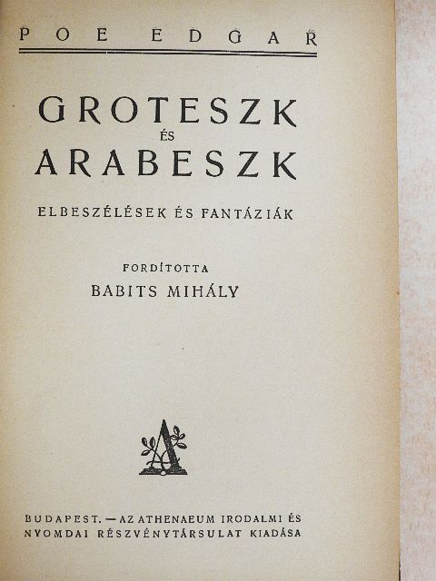 Edgar Poe - Groteszk és arabeszk [antikvár]