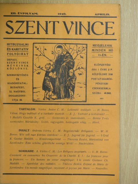 E. J. - Szent Vince 1940. április [antikvár]