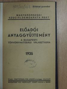 Előadói anyaggyüjtemény a budapesti törvényhatósági választásra 1935 [antikvár]