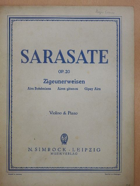 Pablo de Sarasate - Zigeunerweisen [antikvár]