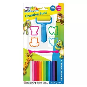 Kid Art: Modellező gyurma készlet formákkal, 12 db-os