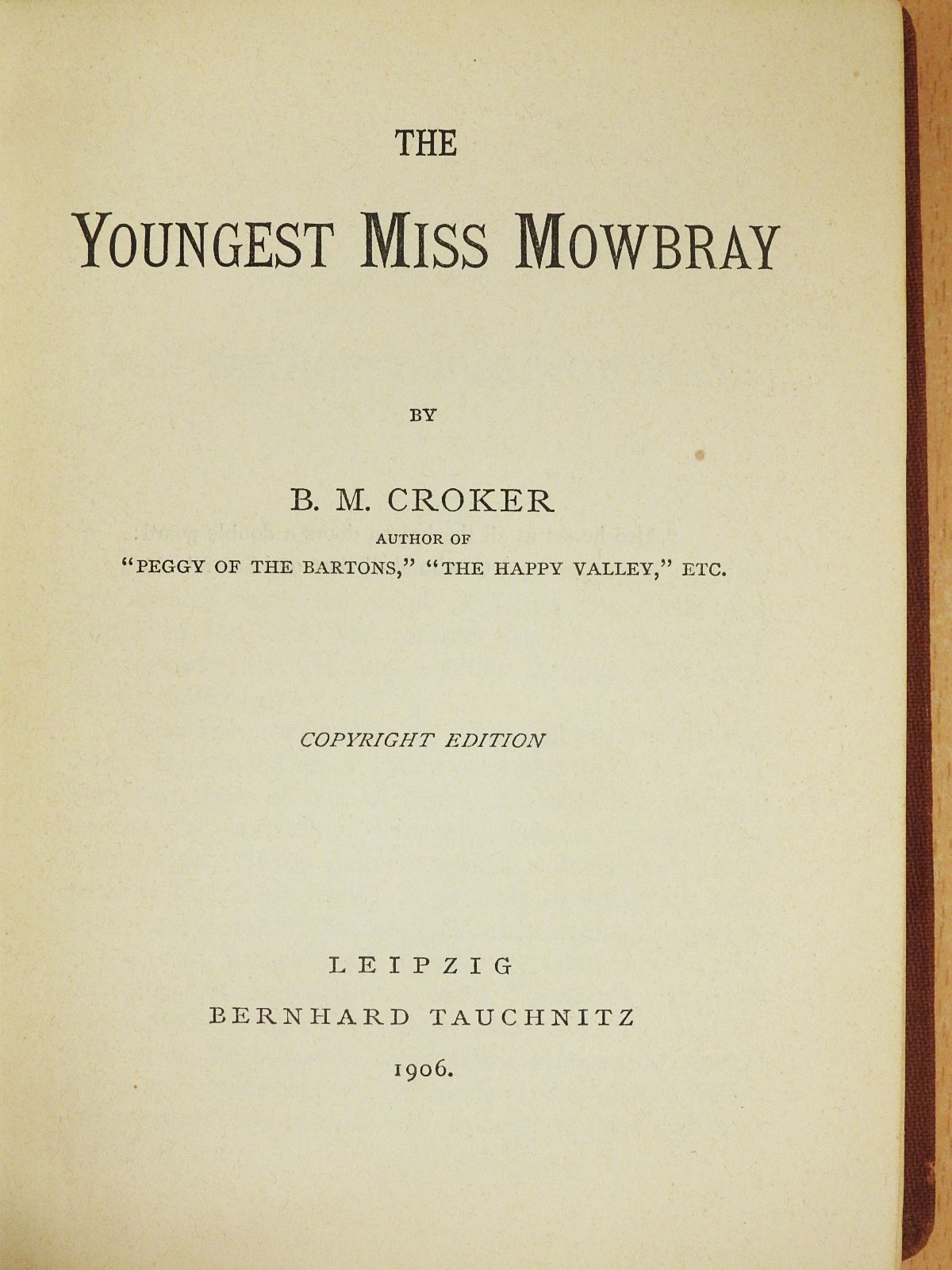 B. M. Croker - The Youngest Miss Mowbray [antikvár]