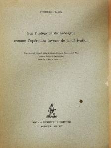 Frédéric Riesz - Sur l'intégrale de Lebesgue comme l'opération inverse de la dérivation [antikvár]