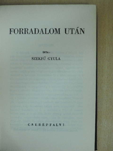 Szekfű Gyula - Forradalom után [antikvár]