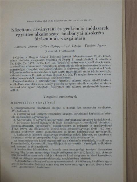 Földvári Mária - Kőzettani, ásványtani és geokémiai módszerek együttes alkalmazása tatabányai alsókréta fúrásminták vizsgálatára [antikvár]