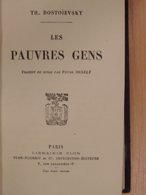 Dosztojevszkij - Les Pauvres Gens [antikvár]