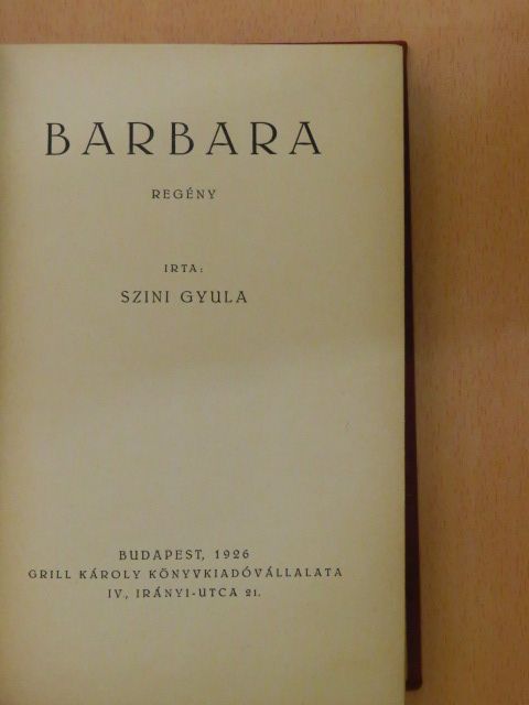 Szini Gyula - Barbara [antikvár]