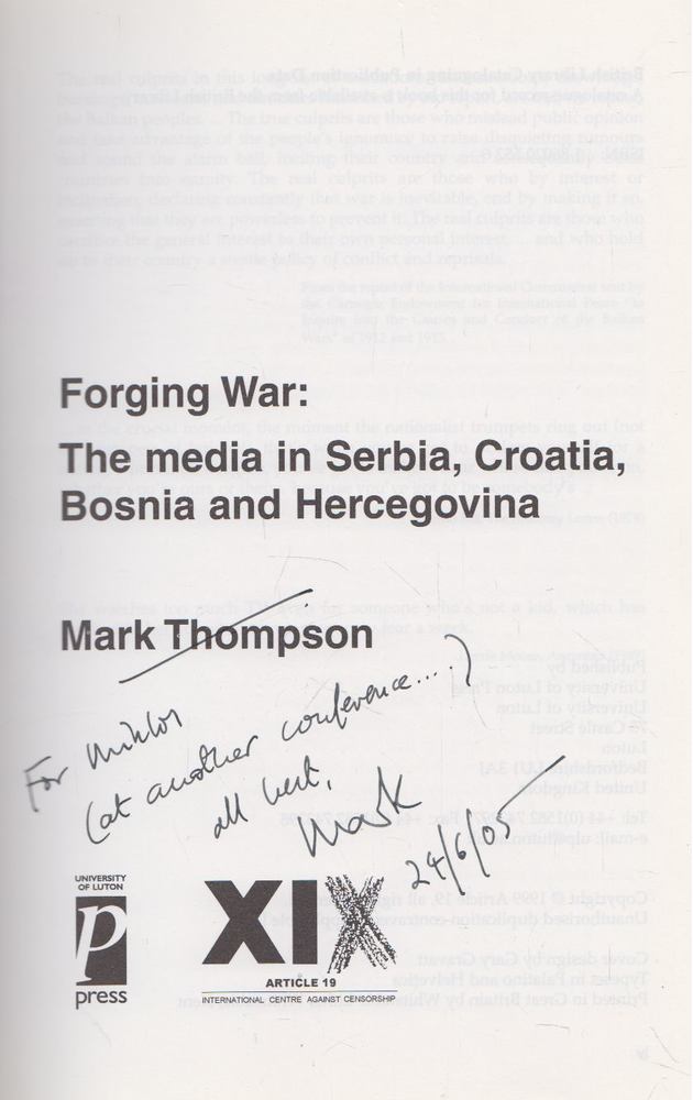 Mark Thompson - Forging War (dedikált) [antikvár]