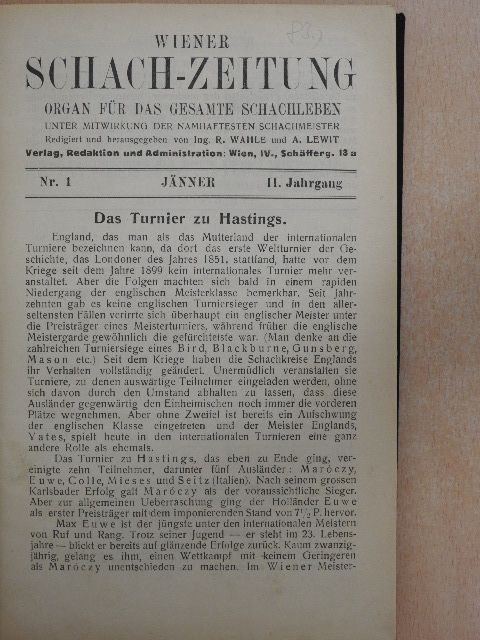 Dr. J. Hannak - Wiener Schach-zeitung 1924. jänner-dezember [antikvár]