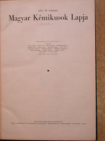 Balló Rudolf - Magyar Kémikusok Lapja 1951. január-december [antikvár]
