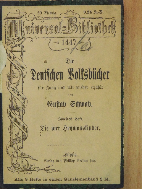 Gustav Schwab - Die Deutschen Volksbücher für Jung und Alt wieder erzählt II. (gótbetűs) [antikvár]