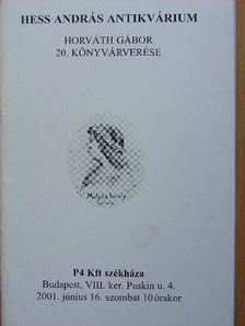 Hess András Antikvárium - Horváth Gábor 20. könyvárverése [antikvár]