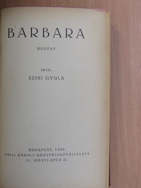 Szini Gyula - Barbara [antikvár]