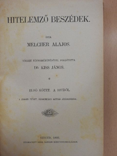 Melcher Alajos - Hitelemző beszédek I. [antikvár]
