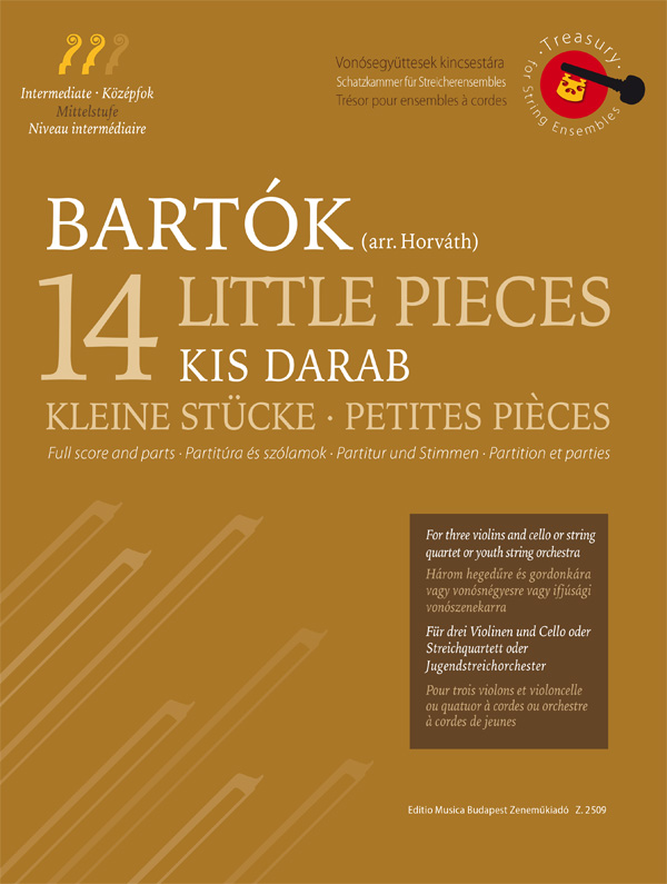 BARTÓK - GYERMEKEKNEK, TIZENNÉGY KIS DARAB IFJÚSÁGI ZENEKARRA, PARTITÚRA ÉS SZÓLAM