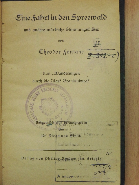 Theodor Fontane - Eine Fahrt in den Spreewald (gótbetűs) [antikvár]