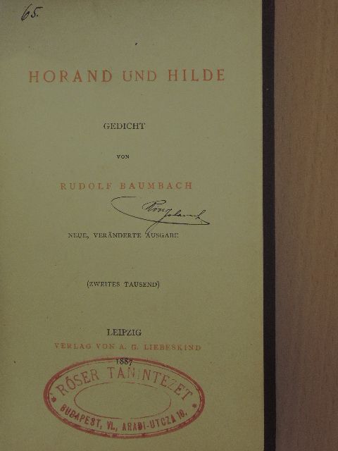 Rudolf Baumbach - Horand und Hilde [antikvár]