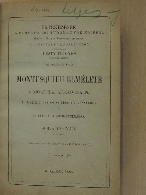 Apáthy István - Értekezések a társadalmi tudományok köréből VIII/1-10. [antikvár]