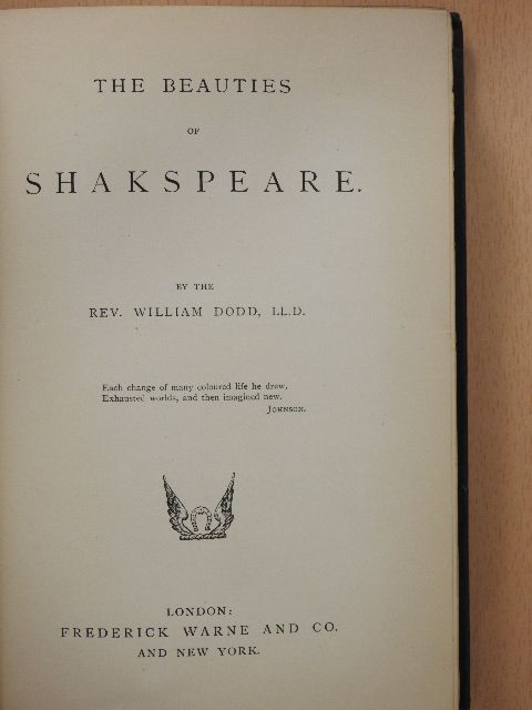 William Dodd - The beauties of Shakspeare [antikvár]