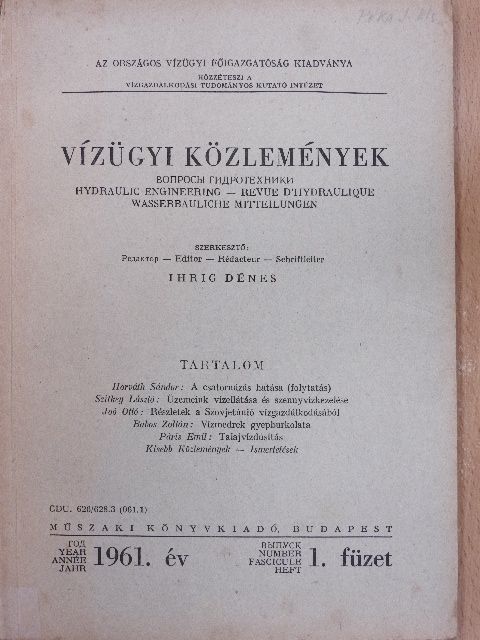 Babos Zoltán - Vízügyi közlemények 1961/1. [antikvár]